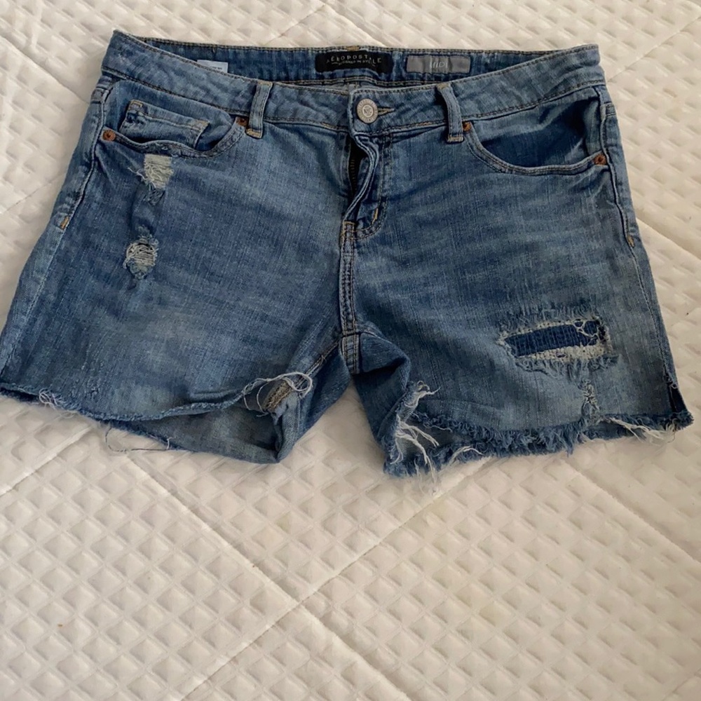 Blue denim shorts